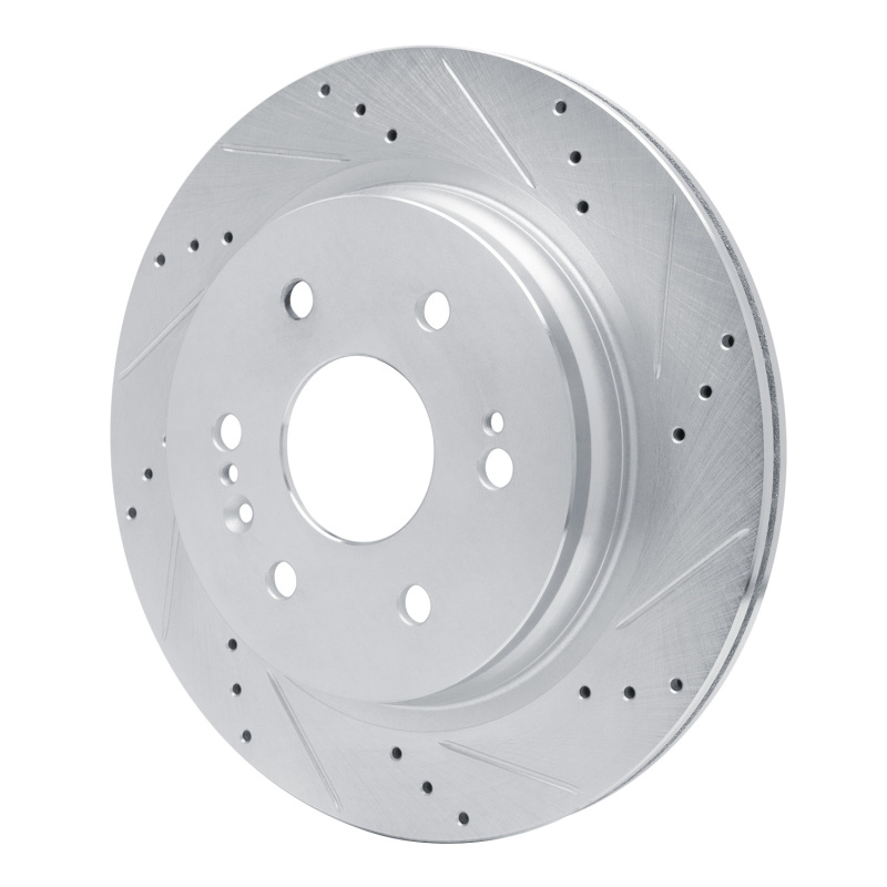 Cadillac Escalade ESV Brake Rotor (1) - Rear Right - R1 Concepts - Drilled & Slotted - Silver - `19-`25